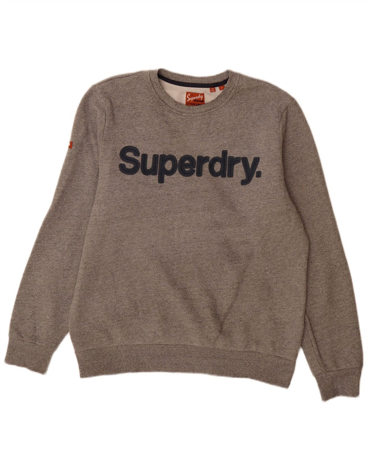 Superdry grafisk sweatshirt til mænd, stor grå flækket bomuld