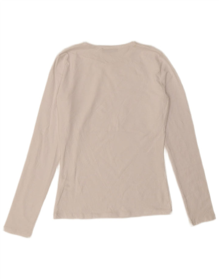 Zara Dame Top Langærmet UK 12 Medium Hvid Bomuld