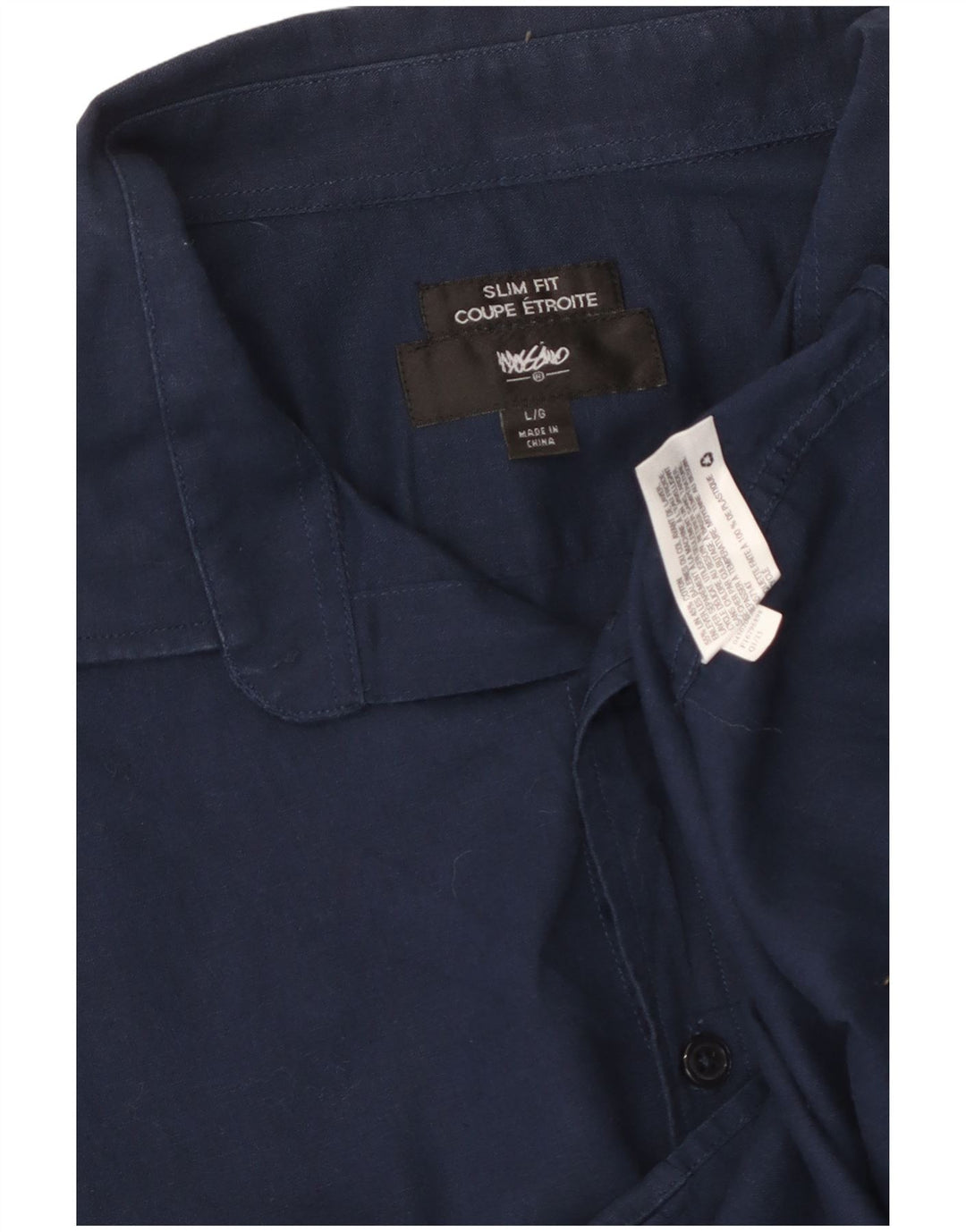 Mossimo Herre Slim Fit Skjorte Large Navy Blue Linen