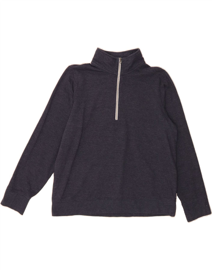 EDDIE BAUER Womens Zip Neck Sweatshirt Jumper UK 16 Large Blue Cotton Vintage Eddie Bauer and Second-Hand Eddie Bauer from Messina Hembry 