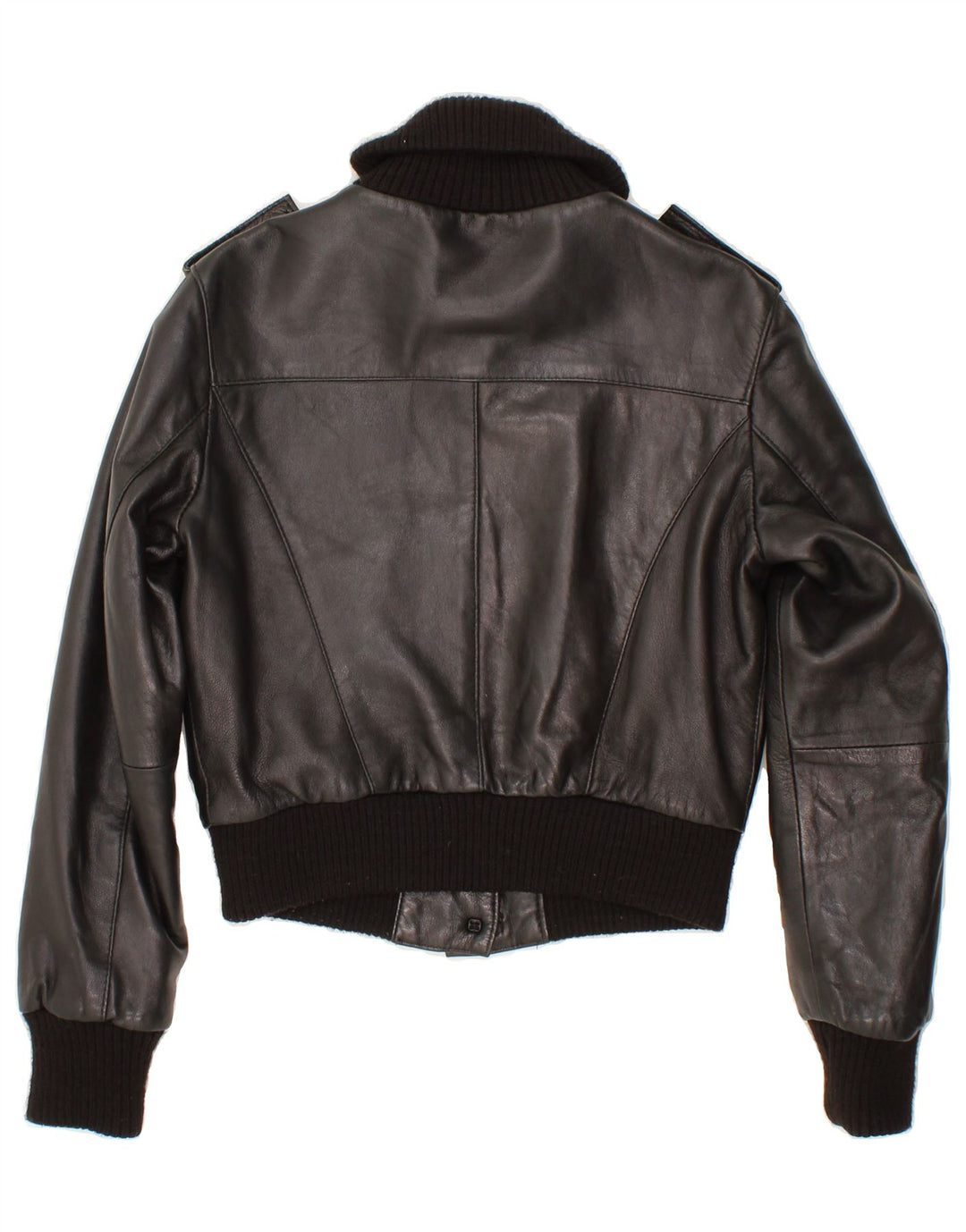 VINTAGE Crop læderjakke til kvinder IT 44 Medium sort læder