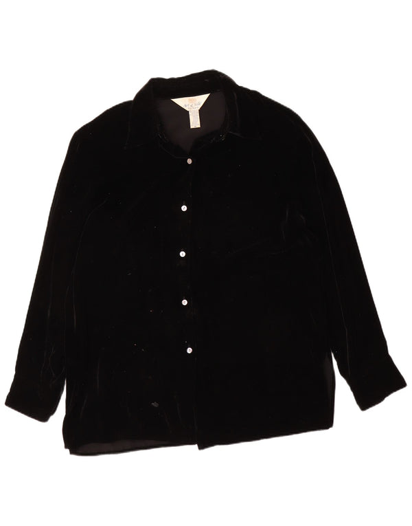 Art Of Silk Dame Tie Rack Velvet Shirt Bluse UK 14 Medium Black