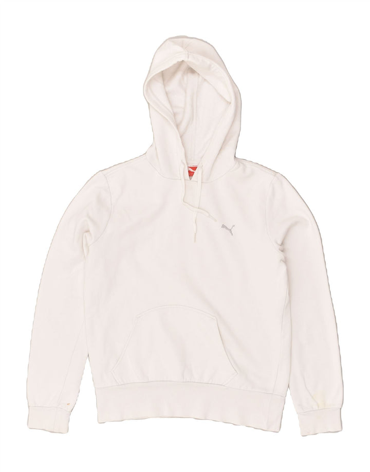 PUMA Womens Hoodie Jumper UK 14 Large White Cotton | Vintage Puma | Thrift | Second-Hand Puma | Used Clothing | Messina Hembry 