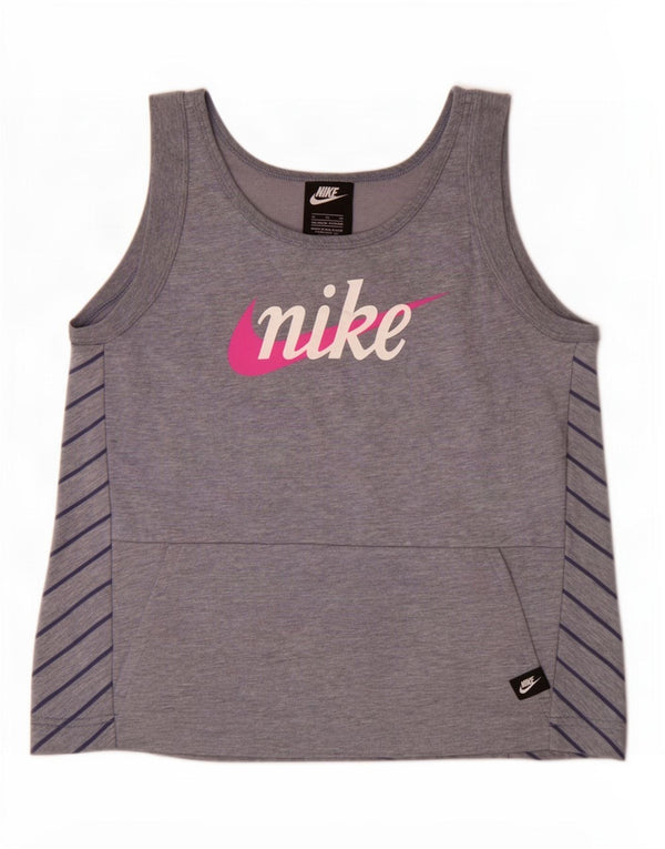 Nike piger grafisk vest top 13-14 år XL Blå Flecked Bomuld