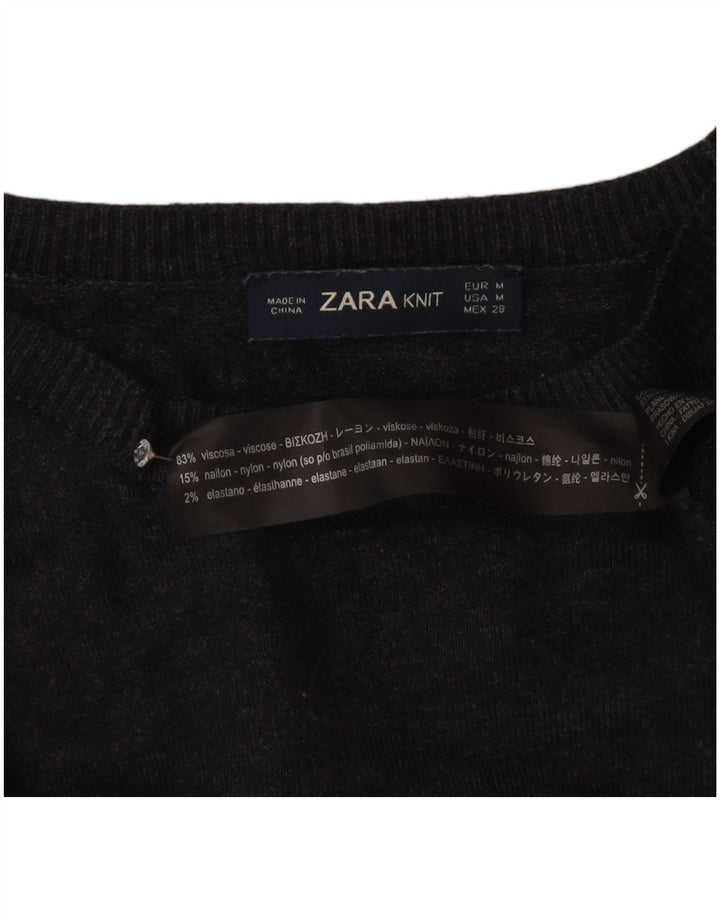 Zara Dame Boat Neck Jumper Sweater UK 12 Medium Grey Viscose