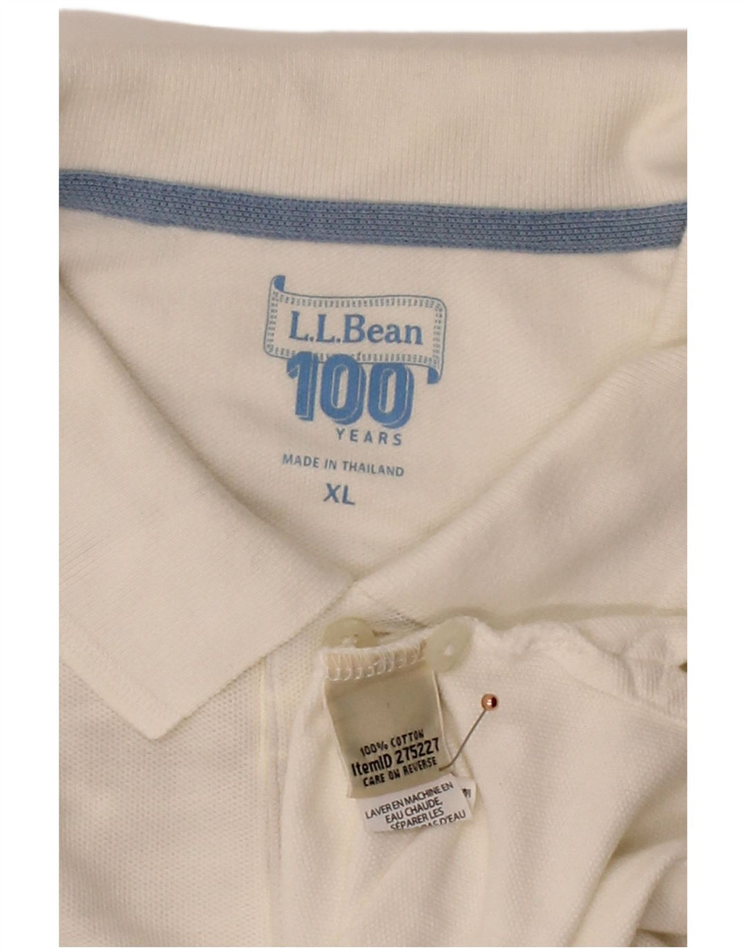 L.L.BEAN Mens Polo Shirt XL White Cotton