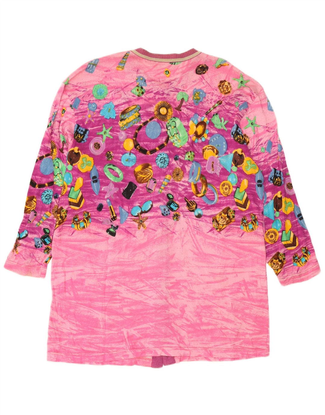 Le Bambole Dame abstrakt mønster Longline cardigan sweater IT 48 XL Pink
