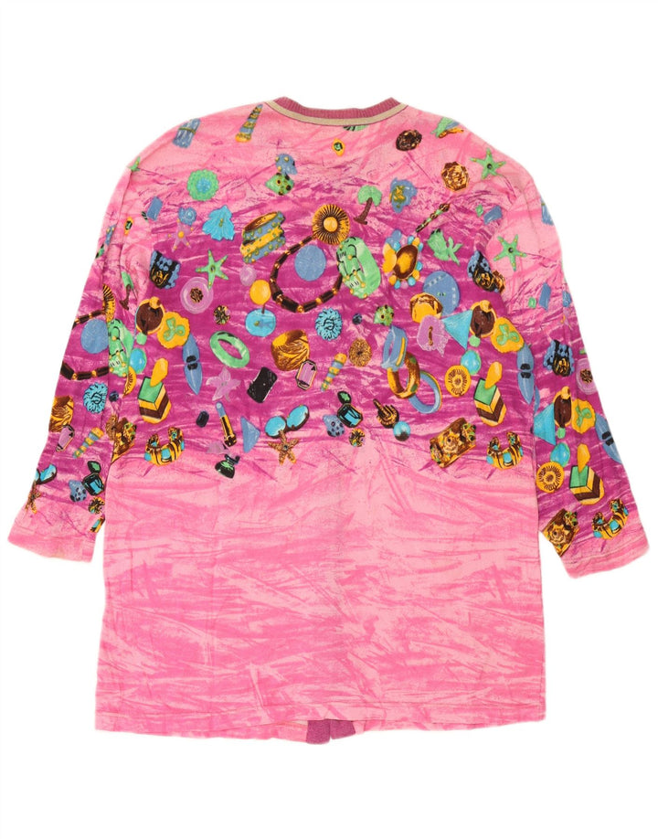 Le Bambole Dame abstrakt mønster Longline cardigan sweater IT 48 XL Pink