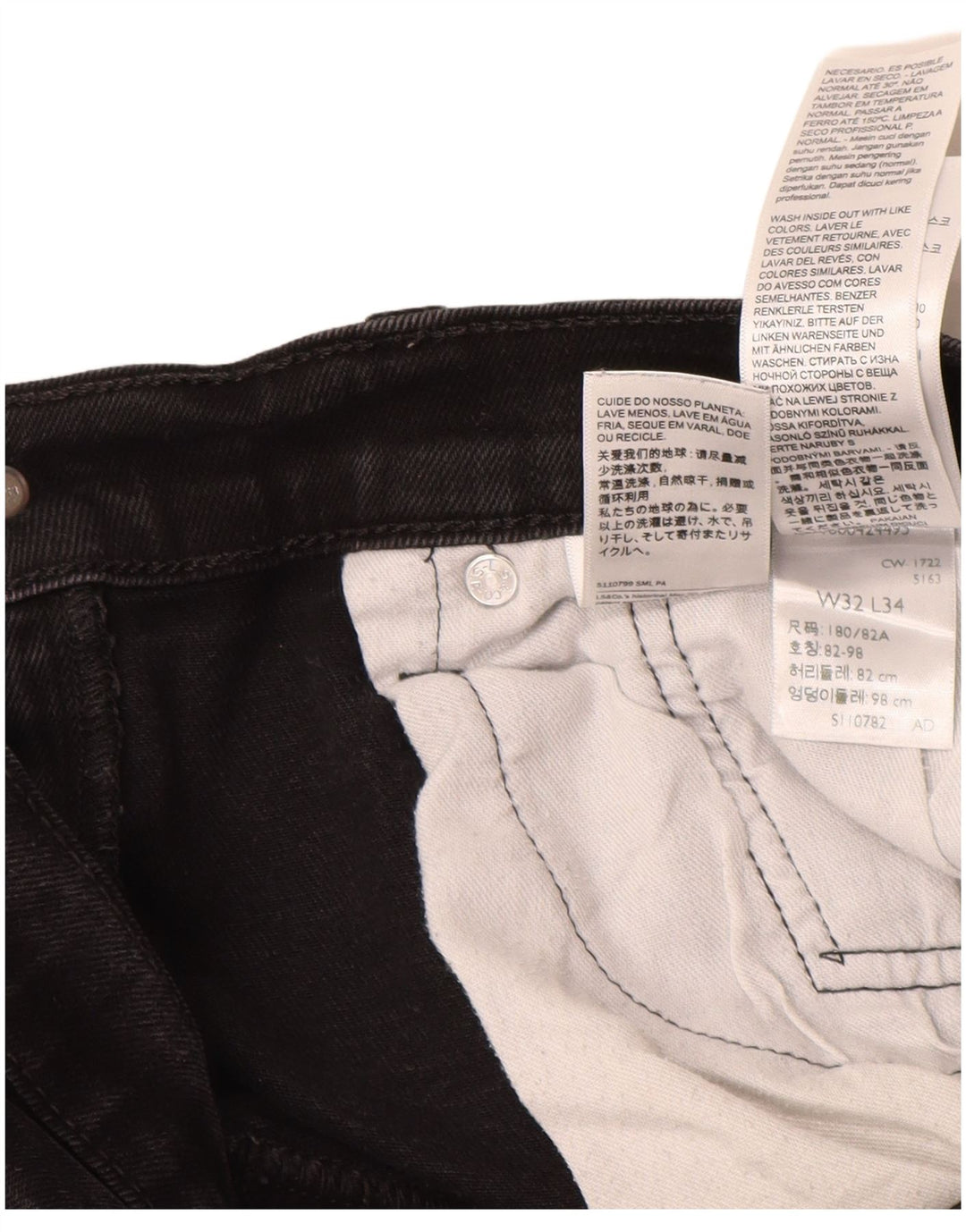 LEVI'S Herre 502 tilspidsede jeans W32 L31 Sort bomuld