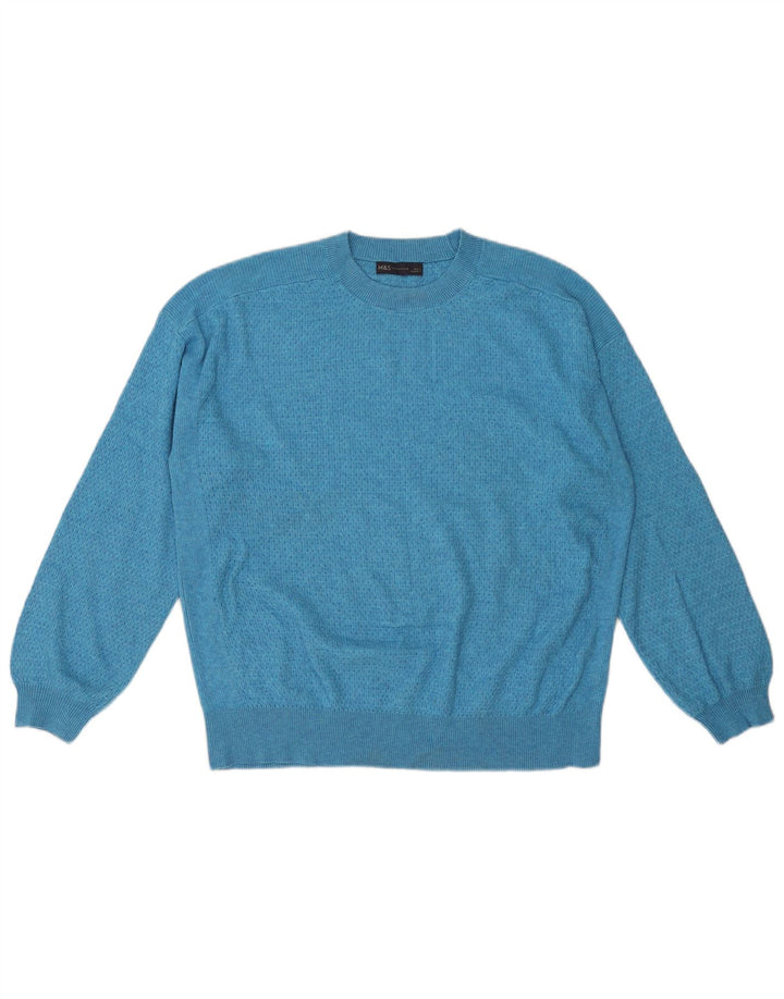 Marks & Spencer Herre sweater med rund hals, stor turkis polyester