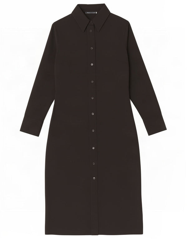 Zara Dame Langærmet Skjortekjole UK 10 Small Black Polyester