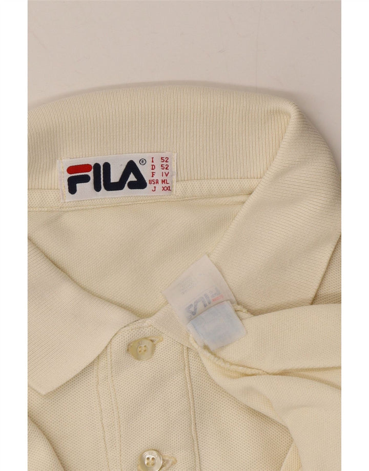 FILA Mens Polo Shirt IT 52 Large Off White Cotton Vintage Fila and Second-Hand Fila from Messina Hembry 