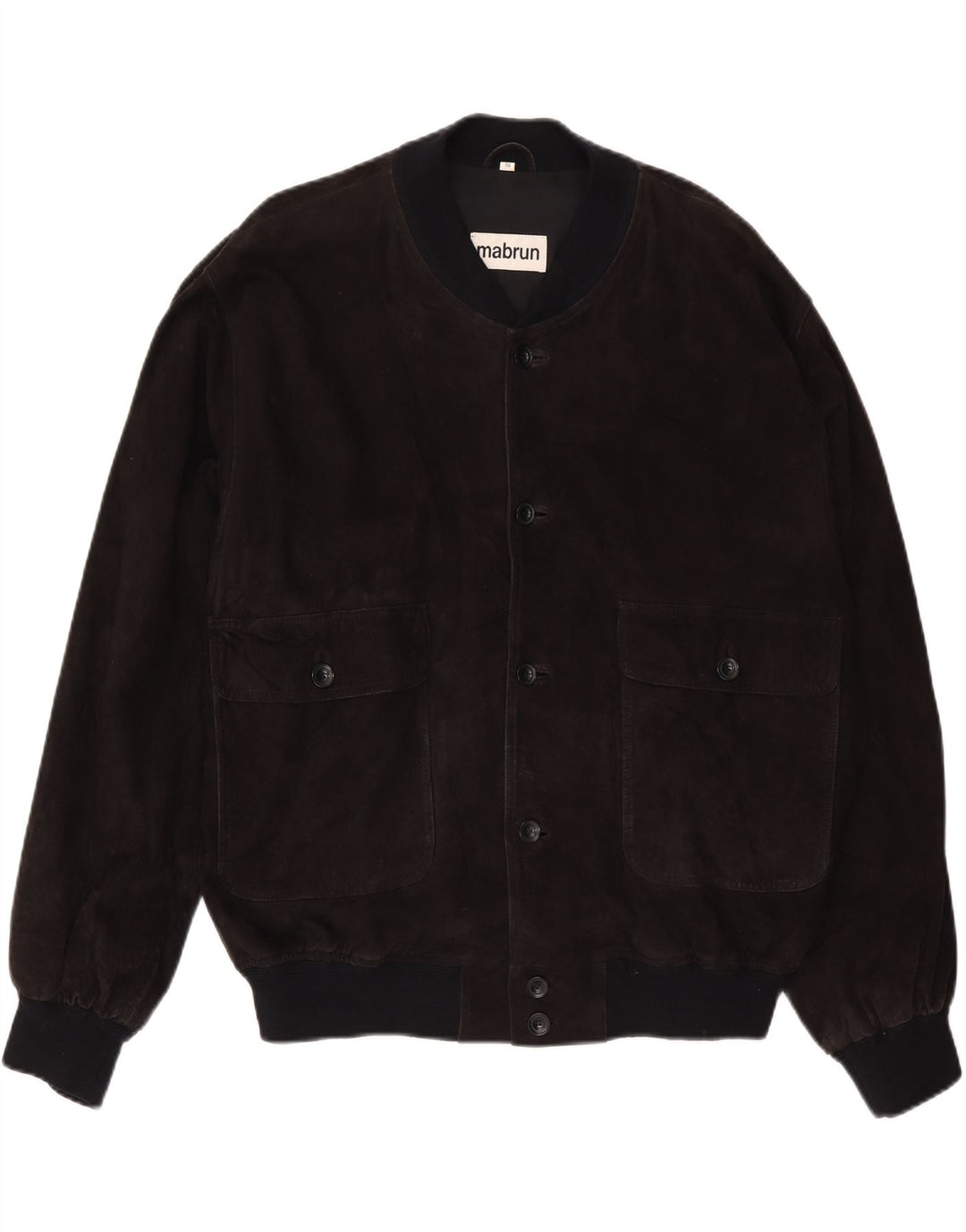 MABRUN Herre Ruskind Bomber Jacket IT 56 3XL Sort Læder