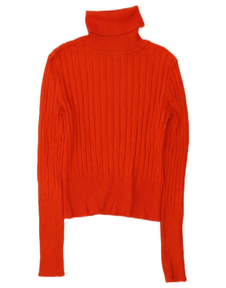 Zara Dame Crop Roll Neck Jumper Sweater UK 12 Medium Orange