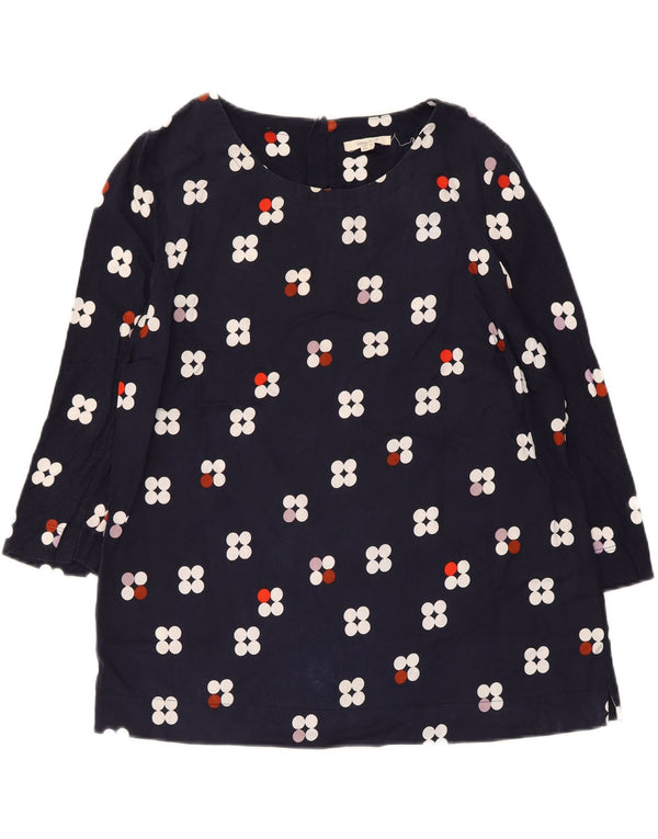 White Stuff Dame 3/4 ærmet bluse Top UK 16 Large Navy Blue Floral Modal