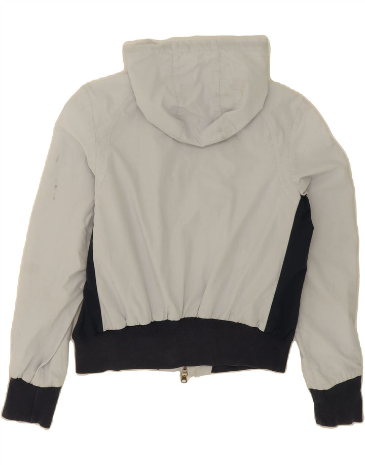 NIKE Womens Zip Hoodie Sweater UK 14/16 Large White Colourblock Polyester Vintage Nike and Second-Hand Nike from Messina Hembry 