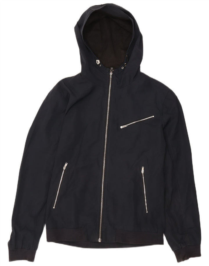 REISS Bomberjakke med hætte til mænd UK 38 Medium Navy Blue Polyester