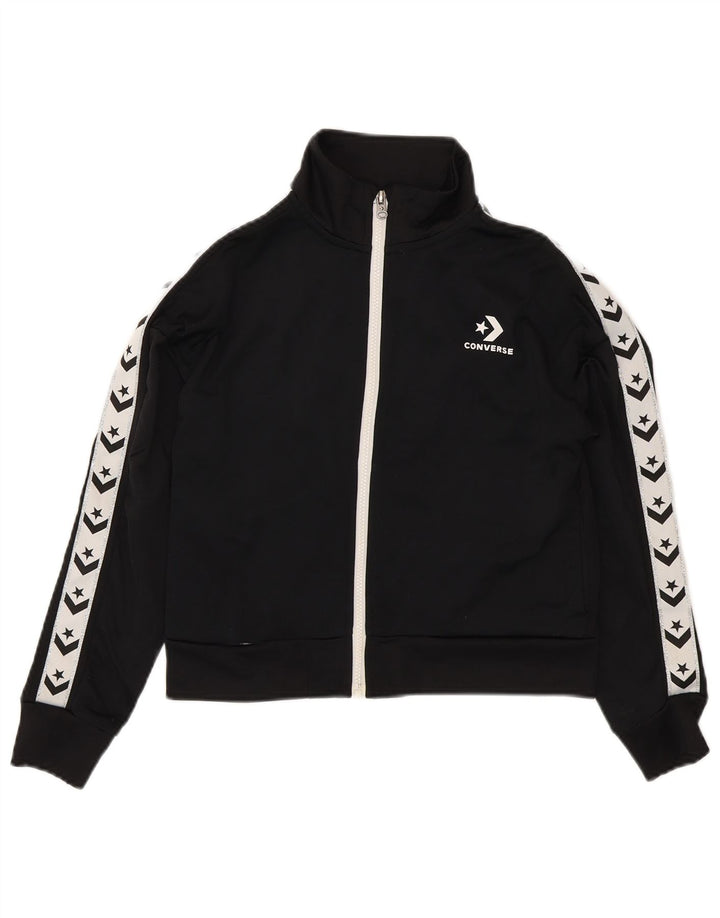 CONVERSE Girls Graphic Tracksuit Top Jacket 12-13 Years Large  Black