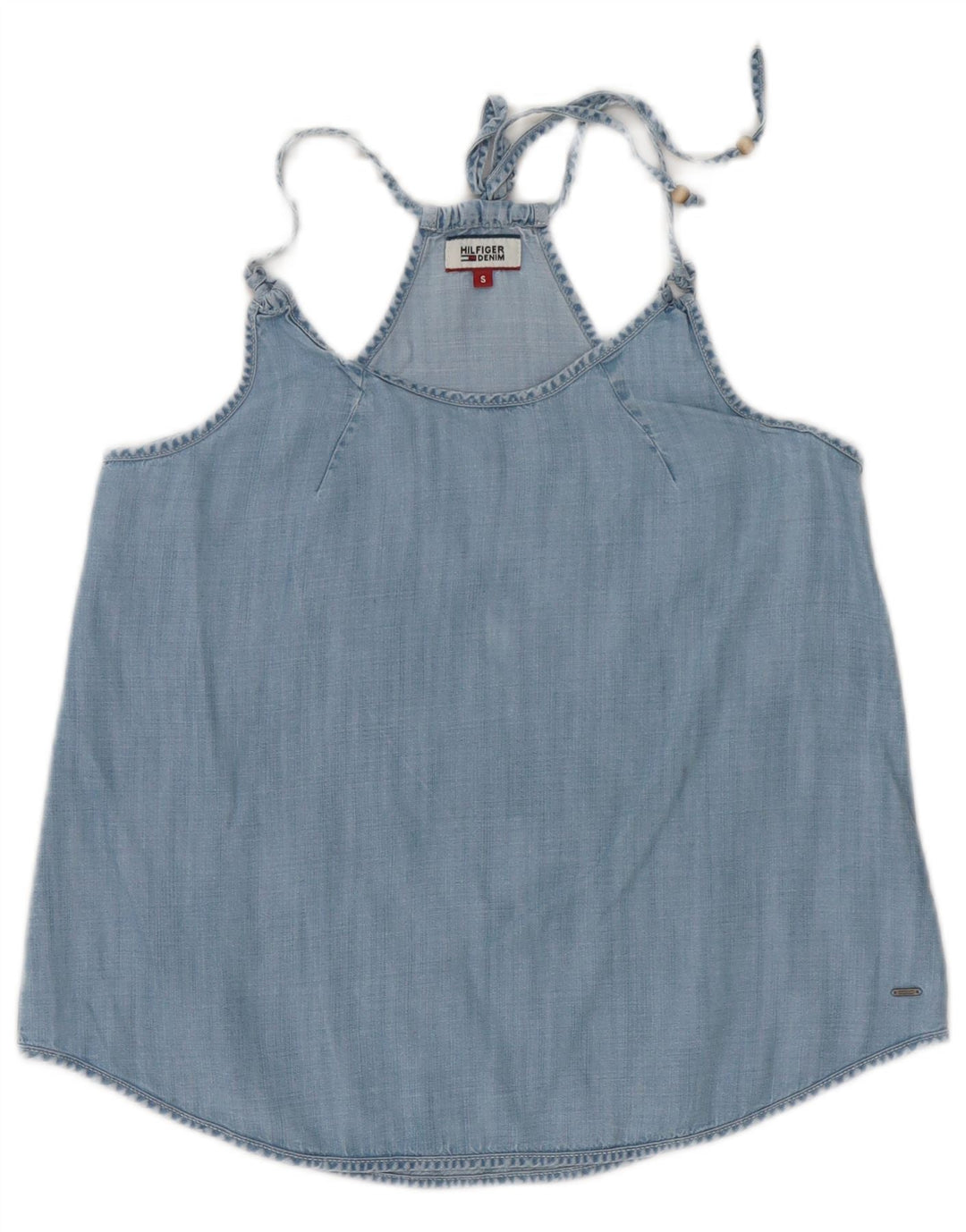 Tommy Hilfiger Dame Halter Top UK 10 Small Blue Lyocell