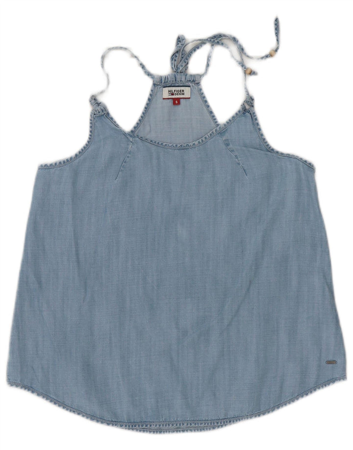 Tommy Hilfiger Dame Halter Top UK 10 Small Blue Lyocell