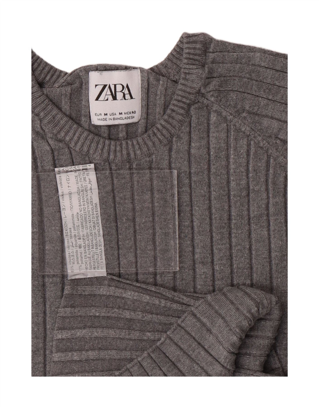 ZARA Womens Crew Neck Jumper Sweater UK 12 Medium Grey Viscose Vintage Zara and Second-Hand Zara from Messina Hembry 