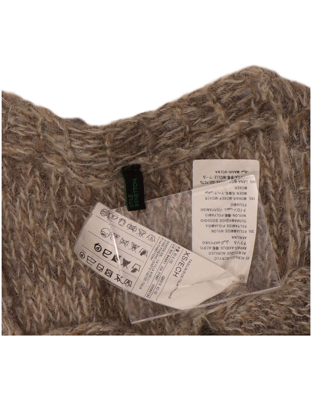 BENETTON Womens Oversized Cardigan Sweater UK 6 XS Grey Acrylic