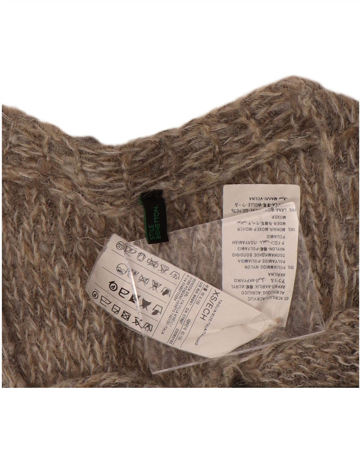 BENETTON Womens Oversized Cardigan Sweater UK 6 XS Grey Acrylic