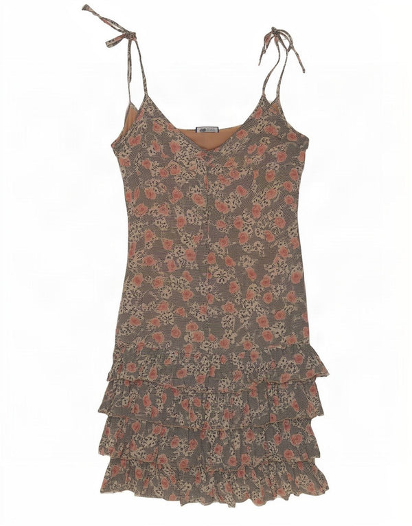 Blugirl Blumarine Dame Ærmeløs Tiered Dress IT 44 Medium Grey Floral