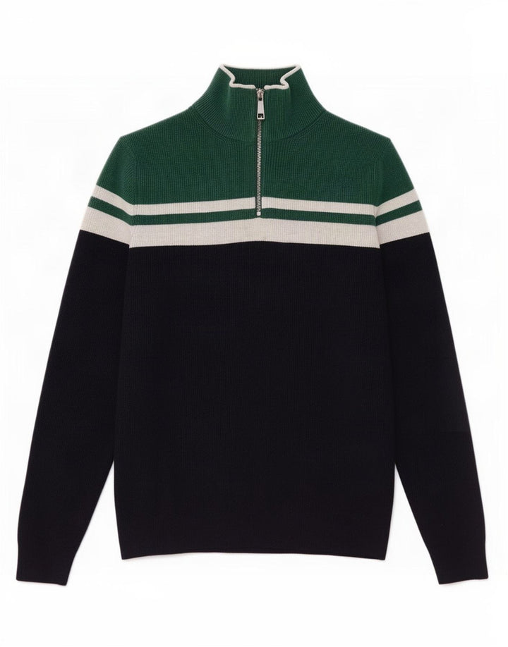 Marks & Spencer Herre sweater med lynlåshals, lille marineblå farveblok