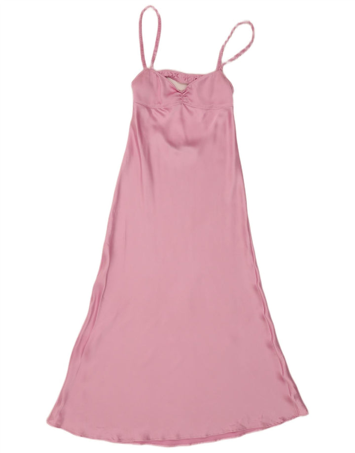 Zara Dame Maxi Slip Dress UK 6 XS Pink Polyester