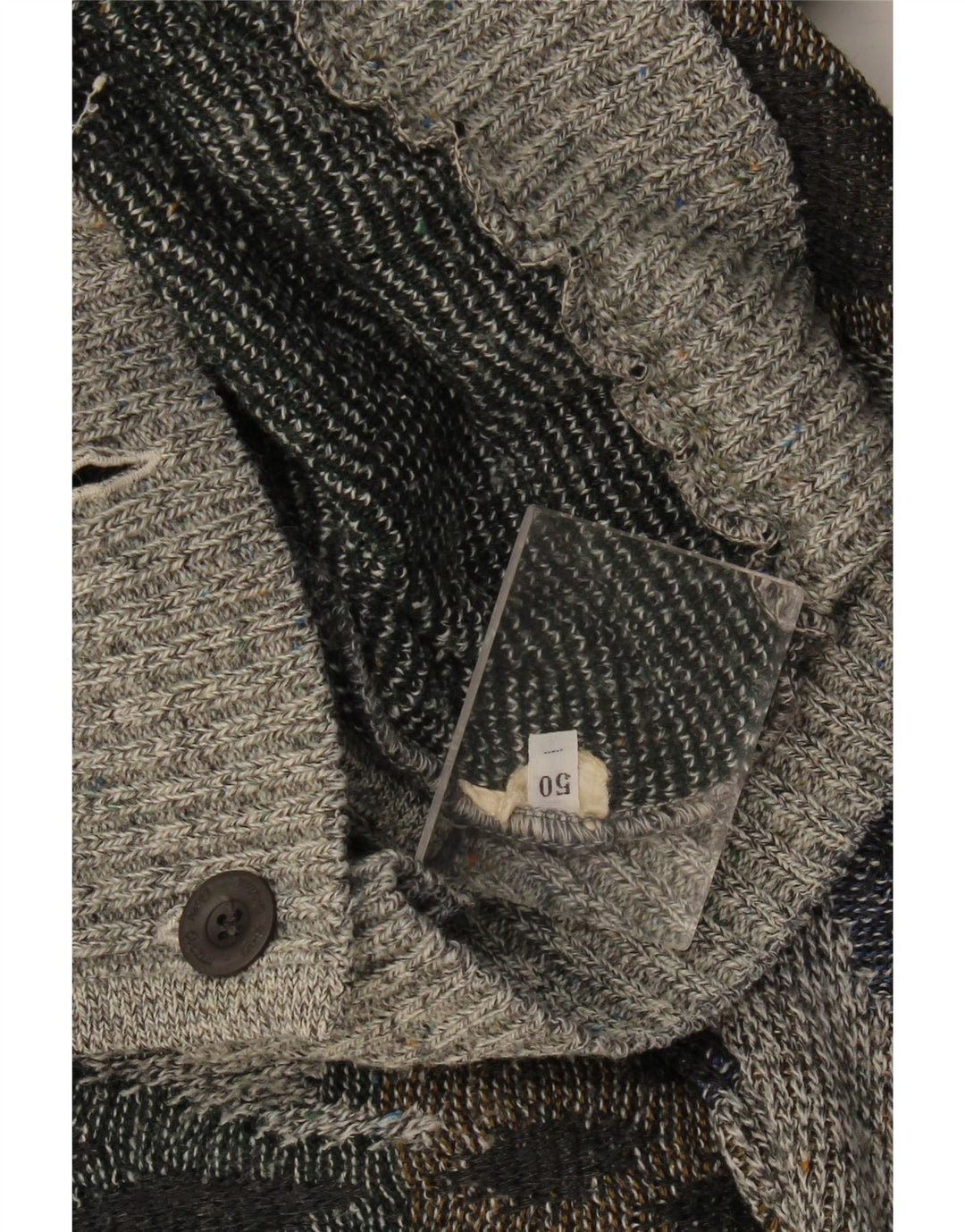 Vintage herre cardigan sweater IT 50 Medium Grey Argyle/Diamond