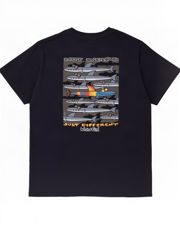 Weird Fish Herre grafisk T-shirt top 3XL marineblå bomuld