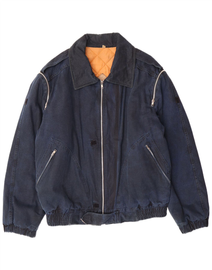 ENRICO COVERI Herre Denim Military Polstret Jakke IT 52 XL Navy Blue