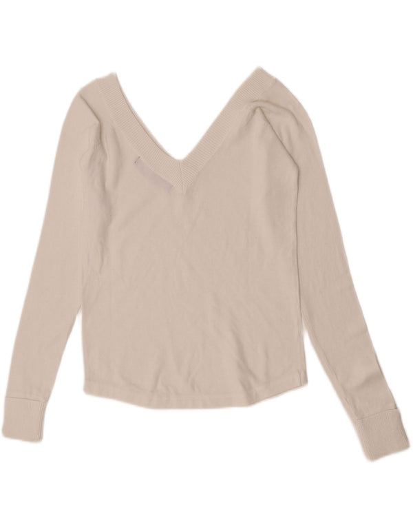 Zara Dame Bluse Top UK 14 Stor Hvid Bomuld