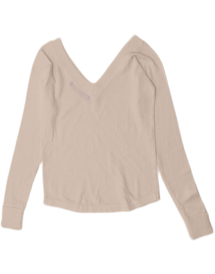 Zara Dame Bluse Top UK 14 Stor Hvid Bomuld