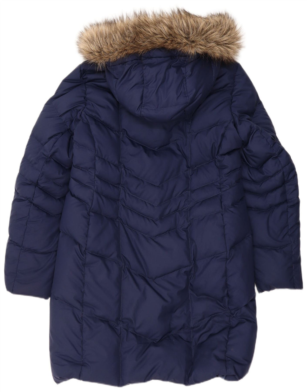 Lands End Dame Hooded Polstret Frakke UK 14 Medium Navy Blue Polyester