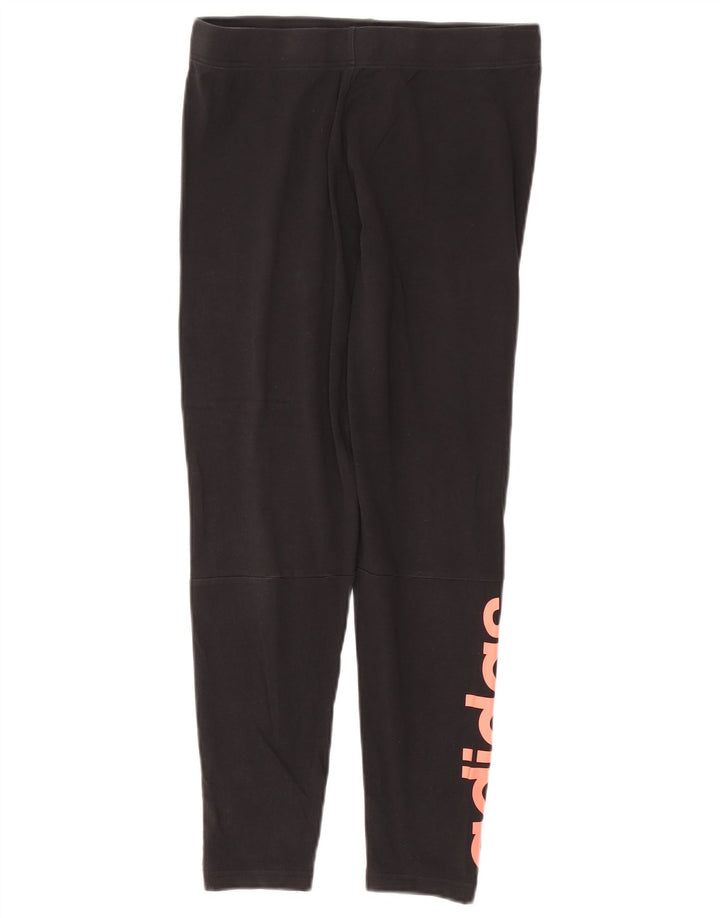 Adidas Dame Grafiske Leggings UK 12/14 Medium Sort Bomuld