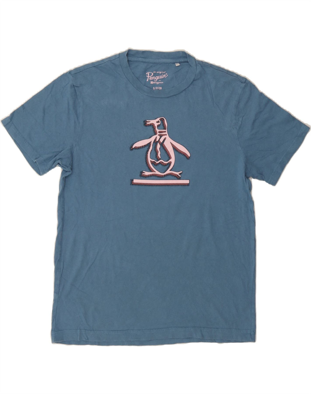 PENGUIN Mens Graphic T-Shirt Top Small Blue Vintage Penguin and Second-Hand Penguin from Messina Hembry 