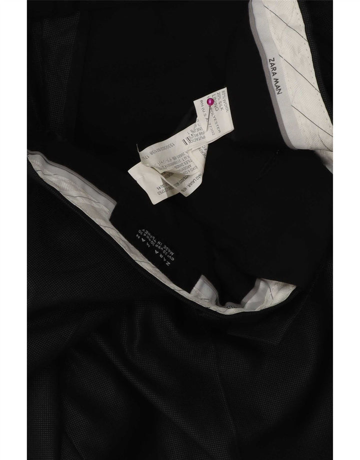 Zara Straight Suit Bukser til mænd EU 38 Small W30 L30 Sort Polyester