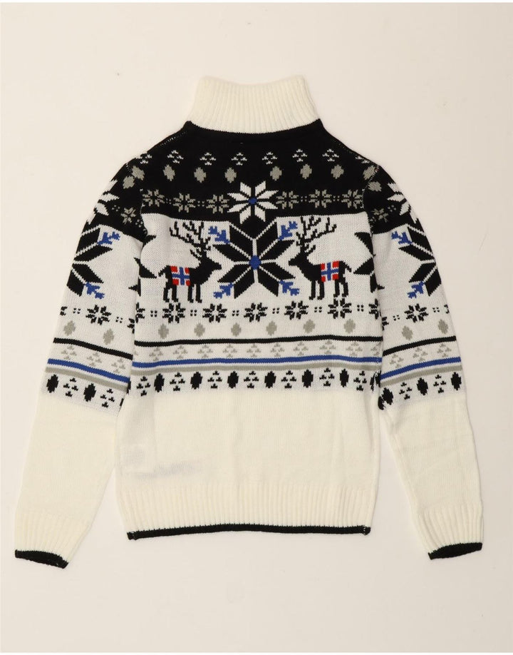 Nebulus Dame Turtle Neck Jumper Sweater UK 14 Large White Fair Isle