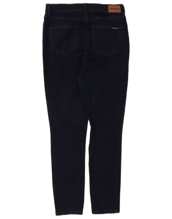 CALVIN KLEIN Dame Højtaljede Skinny Jeans US 12 Large W31 L26 Marineblå