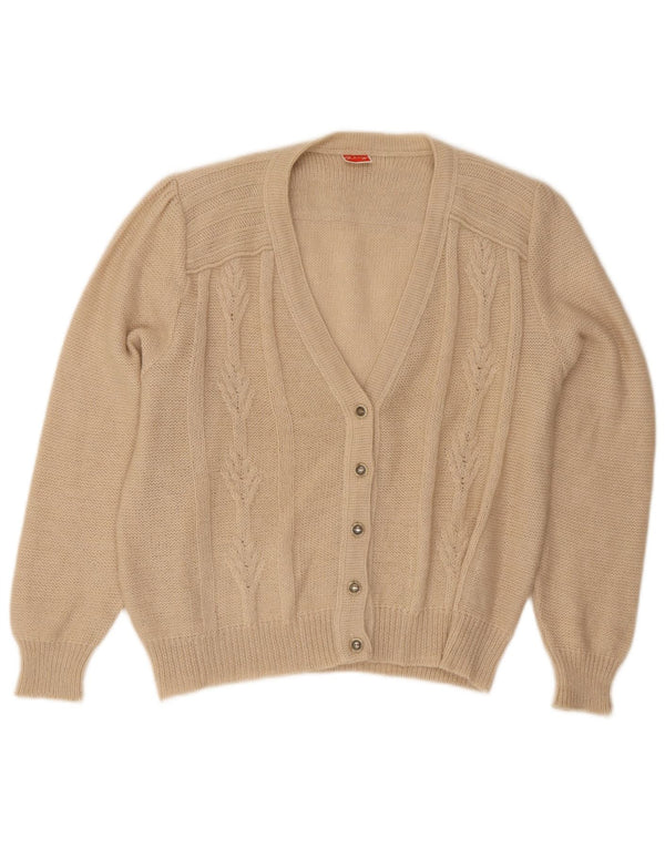 Vintage dame cardigan sweater UK 14 Large Beige Mohair
