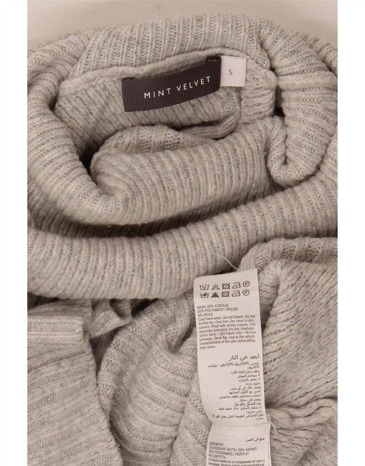 MINT FLØJEL Dame Rullehals sweater UK 10 Small Grey Flecked