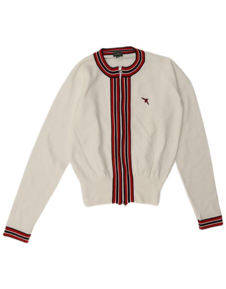Chervo Womens Crop Cardigan sweater med fuld lynlås IT 46 Large White Colourblock