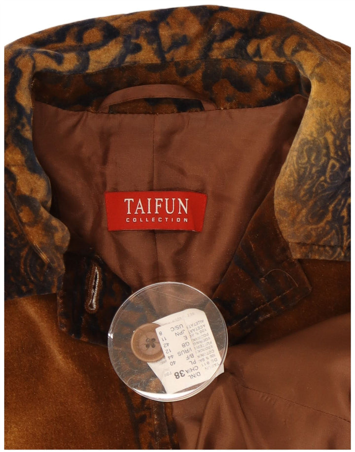 Taifun Dame Velvet 4 Button Blazer Jacket UK 12 Medium Brown Paisley
