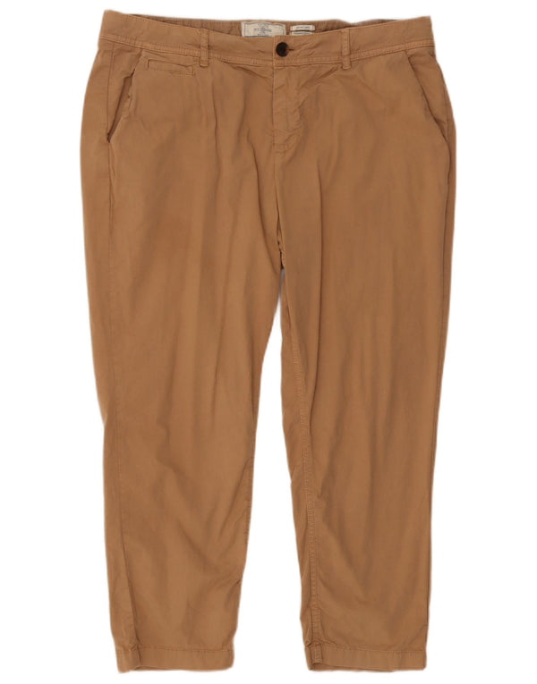 Fat Face Dame Garment Dyed Cropped Trousers UK 16 Large W34 L23 Beige