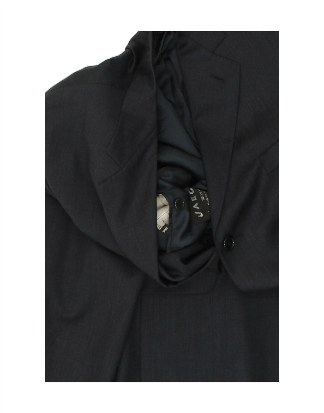 JAEGER Mens 3 Button Blazer Jacket IT 50 Large Navy Blue Wool Vintage Jaeger and Second-Hand Jaeger from Messina Hembry 