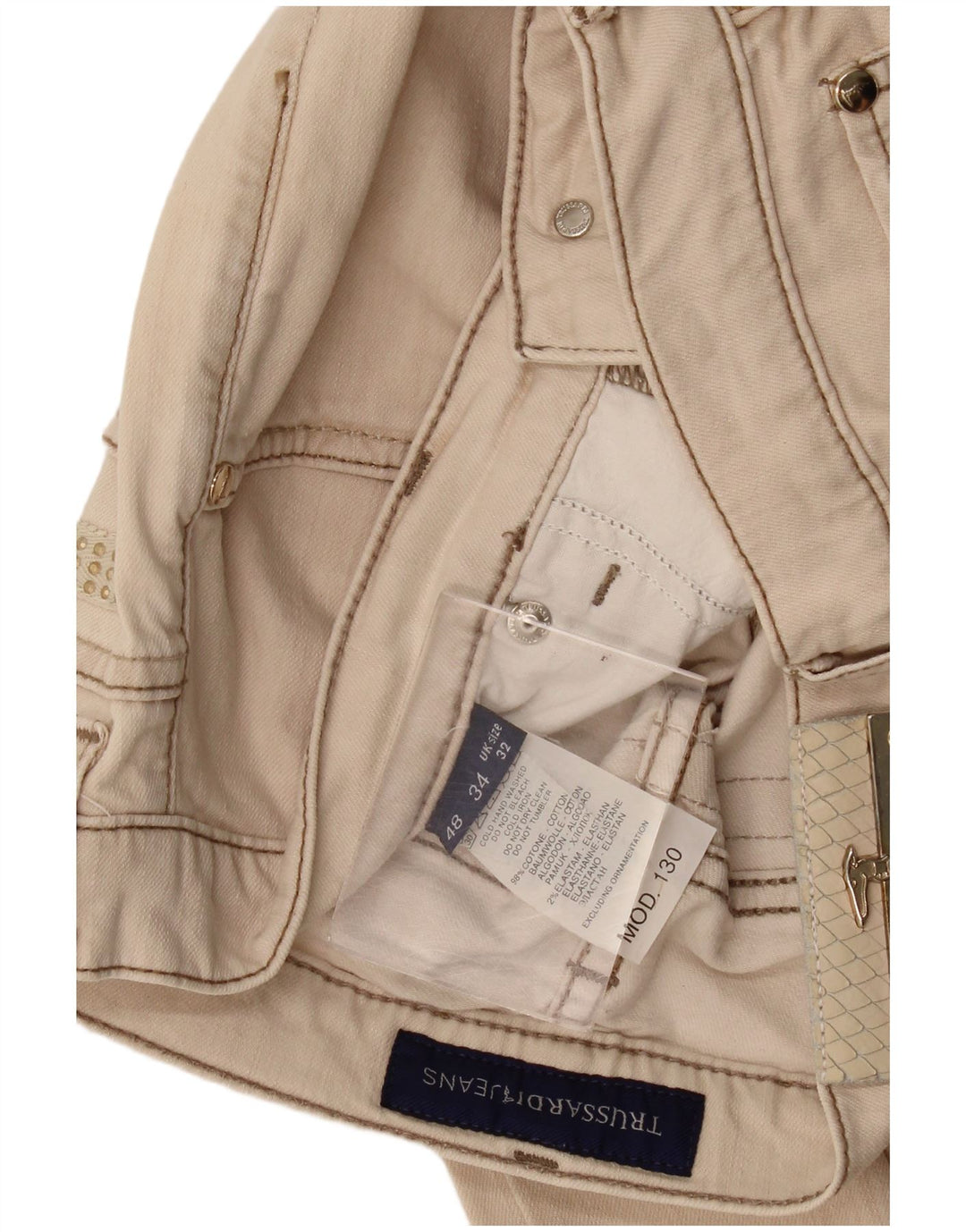 Trussardi Lige Jeans til kvinder W32 L32 Beige Bomuld