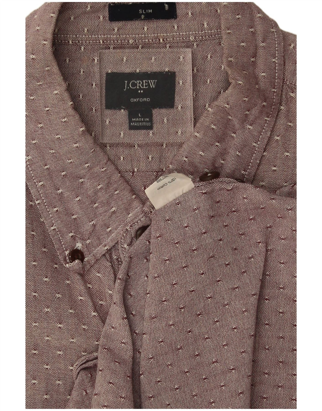 J. Crew Herre Oxford Slim Shirt Stor rødbrun plettet bomuld