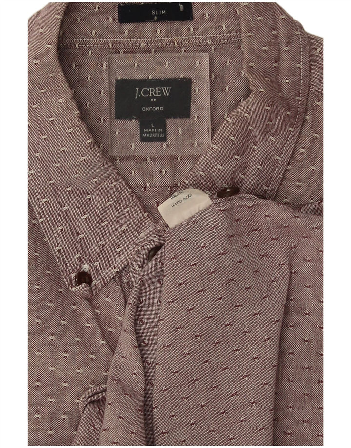 J. Crew Herre Oxford Slim Shirt Stor rødbrun plettet bomuld